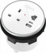 Circular In-Desk Power Module: 1 Outlet: 30W USB-C, 27W USB-A, RJ45 Blank | White Housing/Silver Bezel/White Veneer