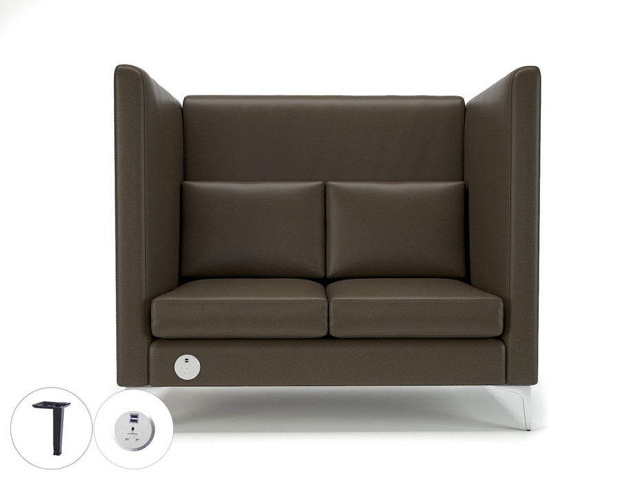 Altus 128cm Wide Privacy Booth in Cristina Marrone Ultima Faux Leather with Socket