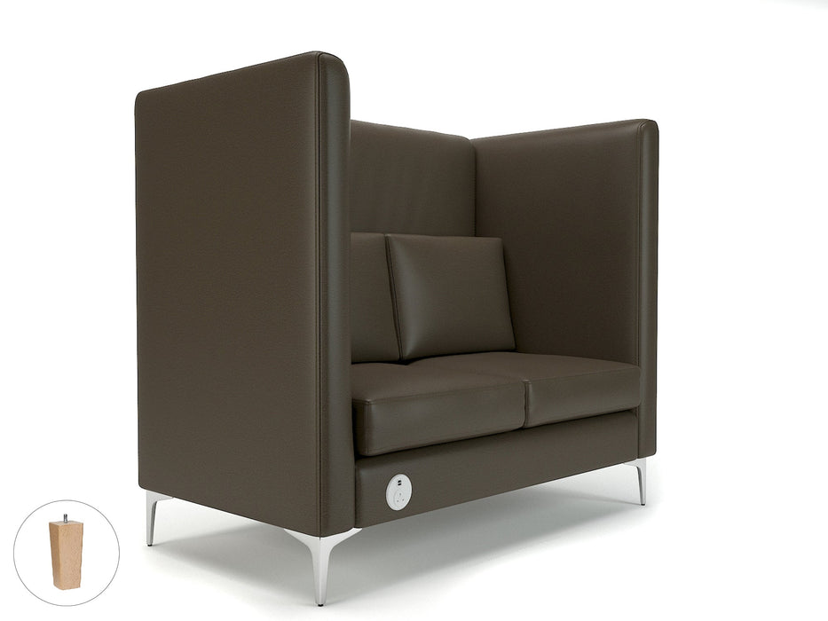 Altus 128cm Wide Privacy Booth in Cristina Marrone Ultima Faux Leather with Socket