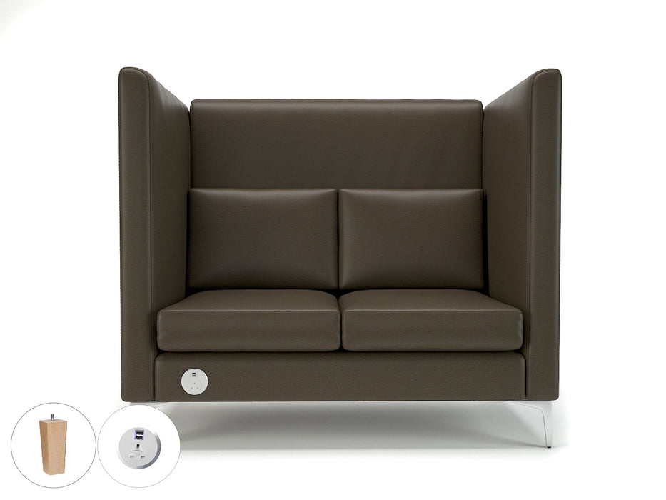 Altus 128cm Wide Privacy Booth in Cristina Marrone Ultima Faux Leather with Socket