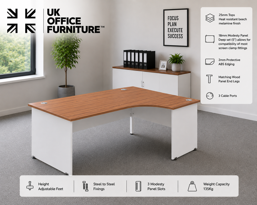 OE - Impulse 1600mm Right Crescent Desk Panel End Leg Two Tone