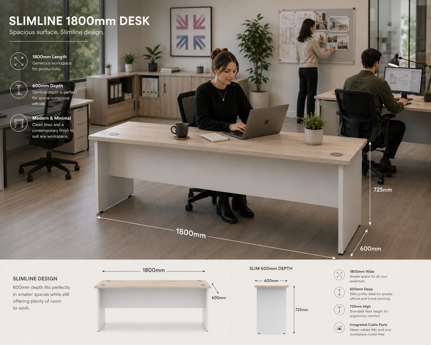 OE - Impulse 1800mm Slimline Desk Panel End Leg Two Tone