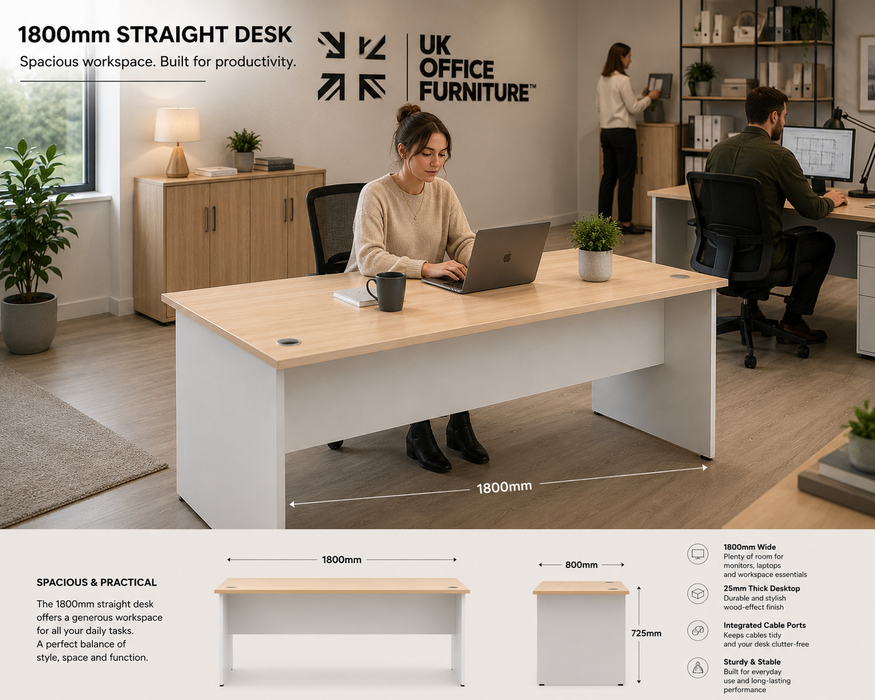 OE - Impulse 1800mm Straight Desk Panel End Leg Two Tone
