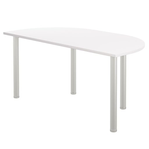 One Fraction Plus Rectangular Meeting Table with D-End (FSC) | 1600X800 | White/Silver