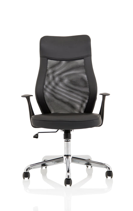 OE - Baye High Mesh Back Task Operator Black Leather Office Chair with Arms