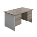 Panel Plus Rectangular Desk + 2 & 3 Drawer Fixed Pedestal Bundle (FSC) | 1400X800 | Grey Oak/White