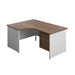 Panel Plus Left Radial Desk + 2 Drawer Fixed Pedestal Bundle (FSC) | 1600X1200 | Dark Walnut/White