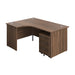 Panel Left Hand Radial Desk + 3 Drawer Mobile Pedestal Bundle (FSC) | 1600X1200 | Dark Walnut/Dark Walnut