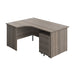 Panel Left Hand Radial Desk + 3 Drawer Mobile Pedestal Bundle (FSC) | 1600X1200 | Grey Oak/Grey Oak