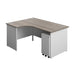 Panel Plus Left Radial Desk + 3 Drawer White Slimline Steel Mobile Pedestal Bundle (FSC) | 1600X1200 | Grey Oak/White