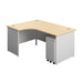 Panel Plus Left Radial Desk + 3 Drawer White Slimline Steel Mobile Pedestal Bundle (FSC) | 1600X1200 | Maple/White