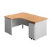 Panel Plus Left Radial Desk + 3 Drawer White Slimline Steel Mobile Pedestal Bundle (FSC) | 1600X1200 | Nova Oak/White