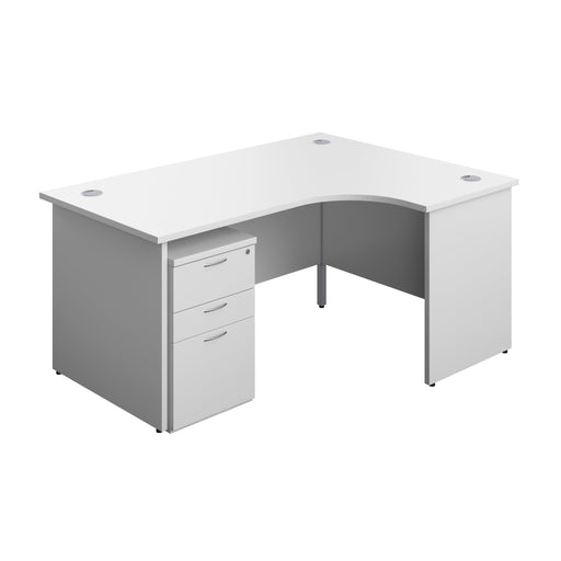 Panel Right Hand Radial Desk + 3 Drawer High Mobile Pedestal Bundle (FSC) | 1600X1200 | White/White