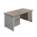 Panel Plus Rectangular Desk + 2 & 3 Drawer Fixed Pedestal Bundle (FSC) | 1600X800 | Grey Oak/White