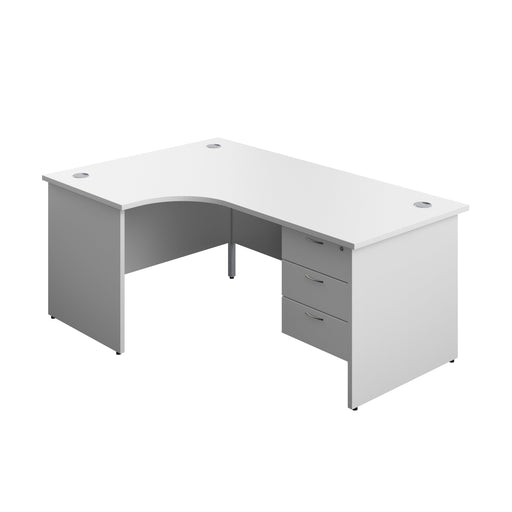 Panel Left Hand Radial Desk + 3 Drawer Fixed Pedestal Bundle (FSC) | 1800X1200 | White/White