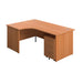 Panel Left Hand Radial Desk + 3 Drawer Mobile Pedestal Bundle (FSC) | 1800X1200 | Beech/Beech