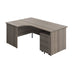 Panel Left Hand Radial Desk + 3 Drawer Mobile Pedestal Bundle (FSC) | 1800X1200 | Grey Oak/Grey Oak