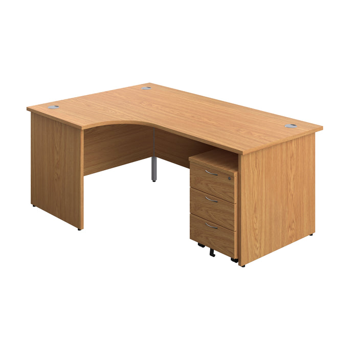 Panel Left Hand Radial Desk + 3 Drawer Mobile Pedestal Bundle (FSC) | 1800X1200 | Nova Oak/Nova Oak