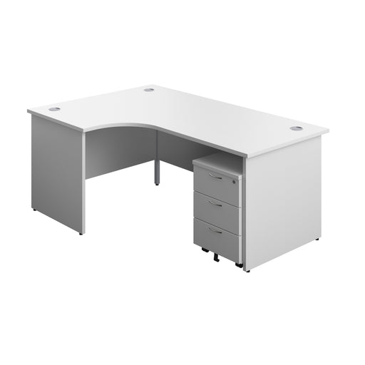 Panel Left Hand Radial Desk + 3 Drawer Mobile Pedestal Bundle (FSC) | 1800X1200 | White/White