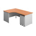 Panel Plus Left Radial Desk + 3 Drawer Steel Mobile Pedestal Bundle (FSC) | 1800X1200 | Beech/White