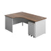 Panel Plus Left Radial Desk + 3 Drawer Steel Mobile Pedestal Bundle (FSC) | 1800X1200 | Dark Walnut/White