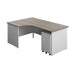 Panel Plus Left Radial Desk + 3 Drawer Steel Mobile Pedestal Bundle (FSC) | 1800X1200 | Grey Oak/White