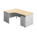 Panel Plus Left Radial Desk + 3 Drawer Steel Mobile Pedestal Bundle (FSC) | 1800X1200 | Maple/White