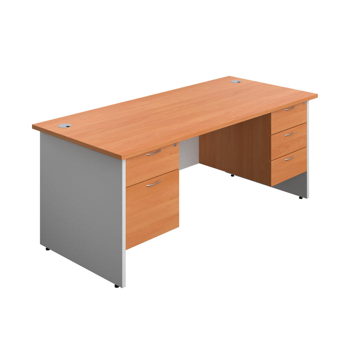 Panel Plus Rectangular Desk + 2 & 3 Drawer Fixed Pedestal Bundle (FSC) | 1800X800 | Beech/White