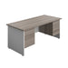 Panel Plus Rectangular Desk + 2 & 3 Drawer Fixed Pedestal Bundle (FSC) | 1800X800 | Grey Oak/White