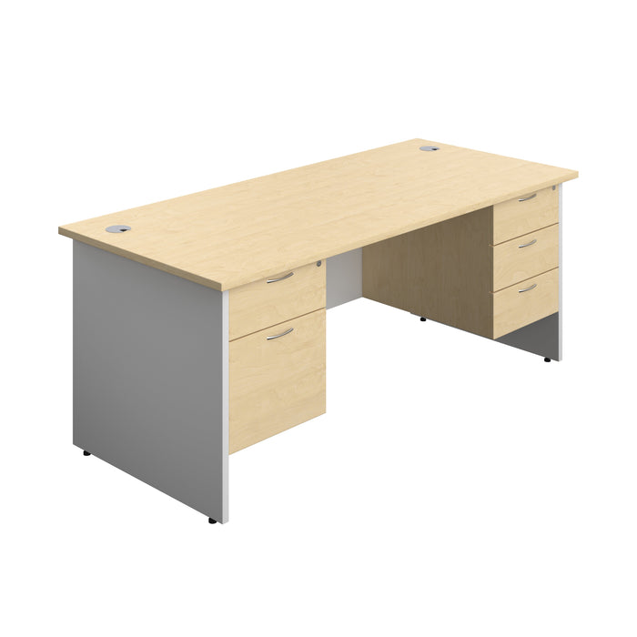 Panel Plus Rectangular Desk + 2 & 3 Drawer Fixed Pedestal Bundle (FSC) | 1800X800 | Maple/White