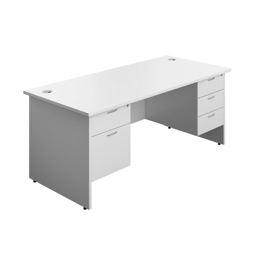 Panel Rectangular Desk + 2 & 3 Drawer Fixed Pedestal Bundle (FSC) | 1800X800 | White/White