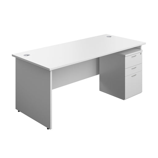 Panel Rectangular Desk + 3 Drawer High Mobile Pedestal Bundle (FSC) | 1800X800 | White/White