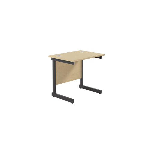 Single Upright Rectangular Desk: 600mm Deep (FSC) | 800 X 600 | Maple/Black