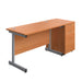 Single Upright Rectangular Desk + Desk High 3 Drawer Pedestal (FSC) | 1200 X 600 | Beech/Silver