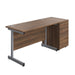 Single Upright Rectangular Desk + Desk High 3 Drawer Pedestal (FSC) | 1200 X 600 | Dark Walnut/Silver