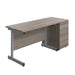 Single Upright Rectangular Desk + Desk High 3 Drawer Pedestal (FSC) | 1200 X 600 | Grey Oak/Silver