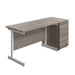 Single Upright Rectangular Desk + Desk High 3 Drawer Pedestal (FSC) | 1200 X 600 | Grey Oak/White