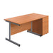 Single Upright Rectangular Desk + Desk High 3 Drawer Pedestal (FSC) | 1200 X 800 | Beech/Silver