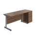 Single Upright Rectangular Desk + Desk High 3 Drawer Pedestal (FSC) | 1400 X 600 | Dark Walnut/Silver