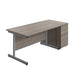 Single Upright Rectangular Desk + Desk High 3 Drawer Pedestal (FSC) | 1400 X 800 | Grey Oak/Silver