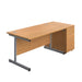 Single Upright Rectangular Desk + Desk High 3 Drawer Pedestal (FSC) | 1400 X 800 | Nova Oak/Silver