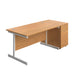 Single Upright Rectangular Desk + Desk High 3 Drawer Pedestal (FSC) | 1400 X 800 | Nova Oak/White