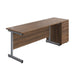 Single Upright Rectangular Desk + Desk High 3 Drawer Pedestal (FSC) | 1600 X 600 | Dark Walnut/Silver