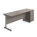 Single Upright Rectangular Desk + Desk High 3 Drawer Pedestal (FSC) | 1600 X 600 | Grey Oak/Silver