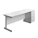 Single Upright Rectangular Desk + Desk High 3 Drawer Pedestal (FSC) | 1600 X 600 | White/Silver