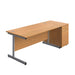 Single Upright Rectangular Desk + Desk High 3 Drawer Pedestal (FSC) | 1600 X 800 | Nova Oak/Silver