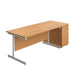 Single Upright Rectangular Desk + Desk High 3 Drawer Pedestal (FSC) | 1600 X 800 | Nova Oak/White