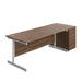 Single Upright Rectangular Desk + Desk High 3 Drawer Pedestal (FSC) | 1800 X 800 | Dark Walnut/White