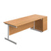 Single Upright Rectangular Desk + Desk High 3 Drawer Pedestal (FSC) | 1800 X 800 | Nova Oak/White