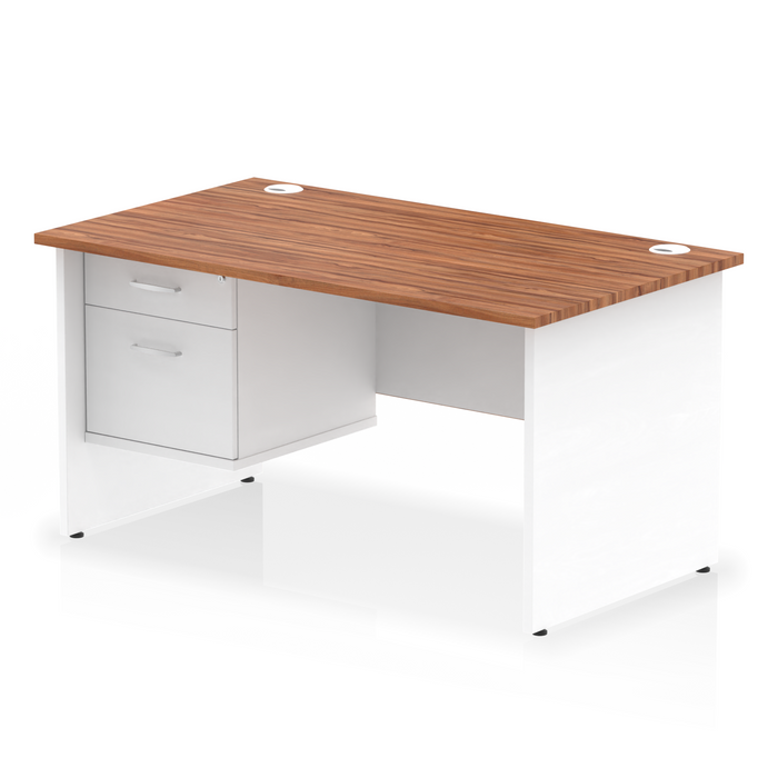 OE - Impulse 1400mm Panel End Straight Desk With Single Fixed Pedestal Two Tone